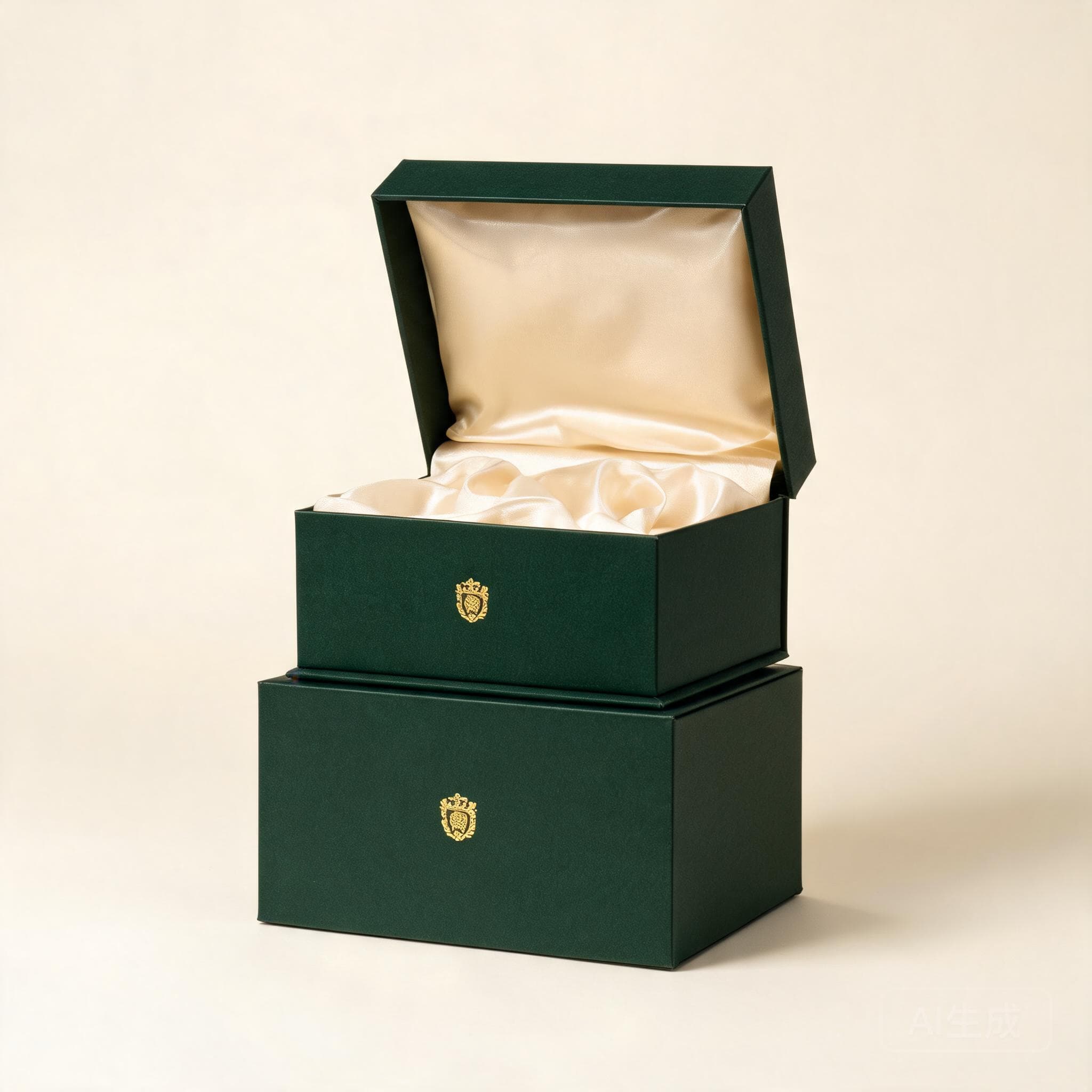 Stack of custom luxury rigid gift boxes with gold foil, factory direct